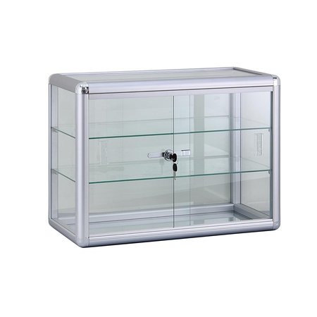 NINE2FIVE 24 x 18 in Glass Countertop Showcase Tower Display Case Silver NI1378911